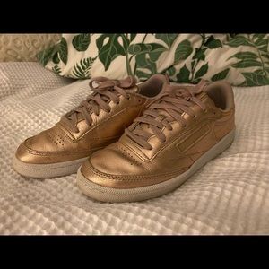 Melted Metal Rose Gold Reeboks Club C 85